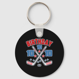 Ice Hockey Ten Birthday Boy 10th Party Boys Age 10 Key Ring