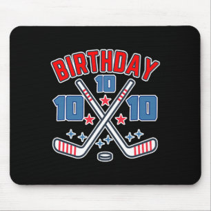 Ice Hockey Ten Birthday Boy 10th Party Boys Age 10 Mouse Mat