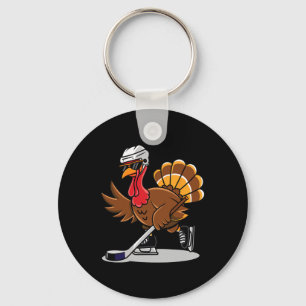 Ice Hockey Thanksgiving Gifts Turkey Playing Ice H Key Ring
