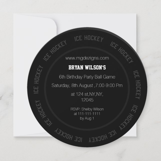 Ice Hockey theme Invitation (Front)