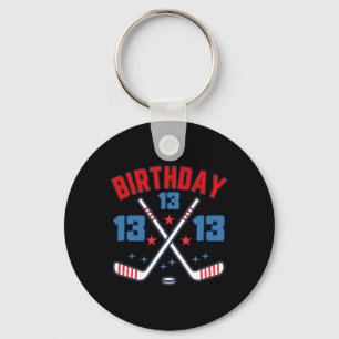 Ice Hockey Thirteen Birthday Boy 13th Party Boys A Key Ring