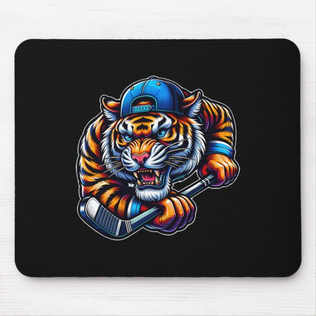 Ice Hockey Tiger Fierce Competition  Mouse Mat (Front)