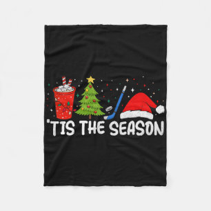 Ice Hockey Tis The Season Funny Christmas Hockey F Fleece Blanket