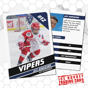 Ice Hockey Trading Card in Vigourous Blue White