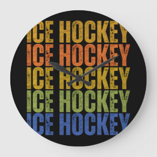 Ice Hockey Typography Large Clock