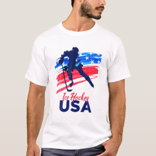 Ice Hockey USA Support The Team T USA Flag Hockey T-Shirt
