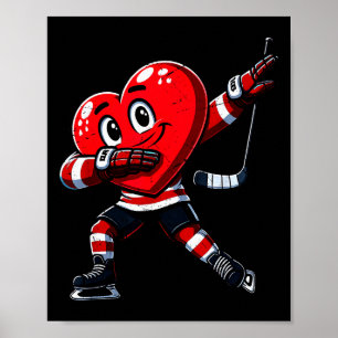 Ice Hockey Valentines Day Heart Dabbing Boys Men K Poster