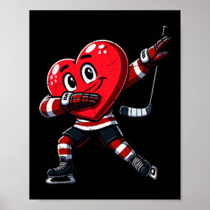Ice Hockey Valentines Day Heart Dabbing Boys Men K Poster