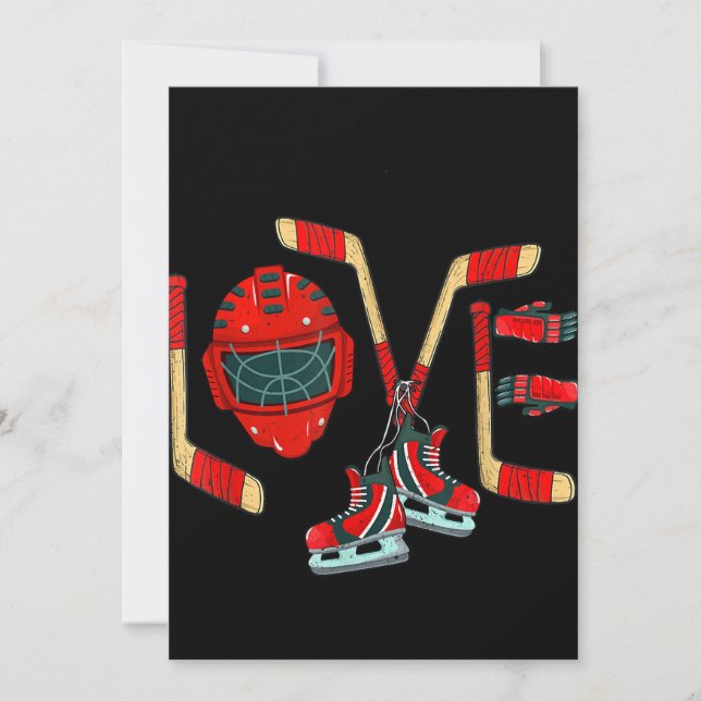 Ice Hockey Valentines Day Love Cute Gift Boys Girl Holiday Card (Front)