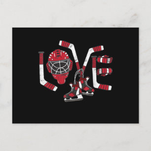 Ice Hockey Valentines Day Love Cute Gift Boys Girl Holiday Postcard