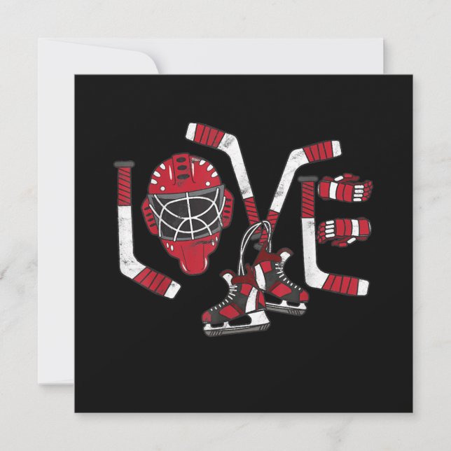 Ice Hockey Valentines Day Love Cute Gift Boys Girl Invitation (Front)