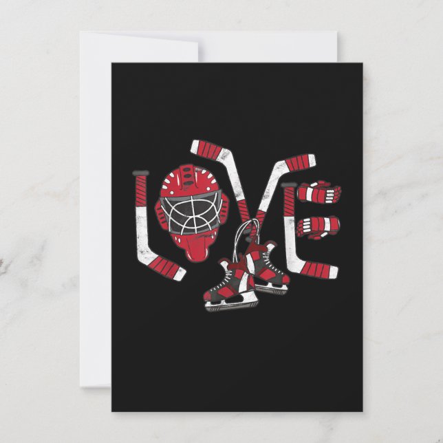 Ice Hockey Valentines Day Love Cute Gift Boys Girl Invitation (Front)