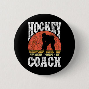 Ice Hockey Vintage Coach Retro Hockey Coach 6 Cm Round Badge