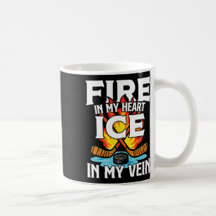 Ice Hockey Vintage Fire In My Heart Ice In My Vein Coffee Mug