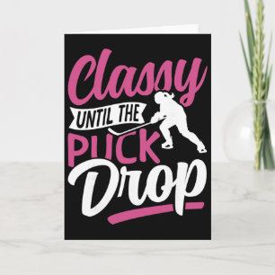 Ice Hockey Vintage Girl Cly Until The Puck Drop Card