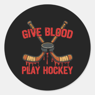 Ice Hockey Vintage Give Blood Play Hockey Classic Round Sticker