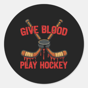 Ice Hockey Vintage Give Blood Play Hockey Classic Round Sticker