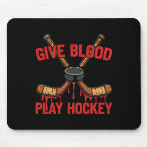 Ice Hockey Vintage Give Blood Play Hockey Mouse Mat