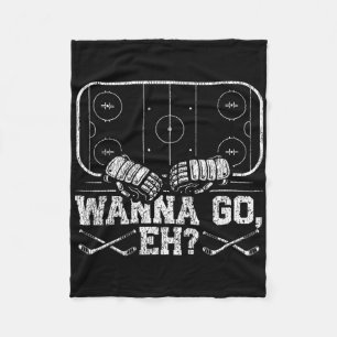 Ice Hockey Vintage Gloves Wanna Go Eh (1) Fleece Blanket