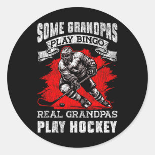 Ice Hockey Vintage Grandpa Some Grandpas Play Bing Classic Round Sticker