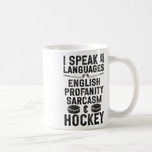 Ice Hockey Vintage I Speak 4 Languages English Pro Coffee Mug