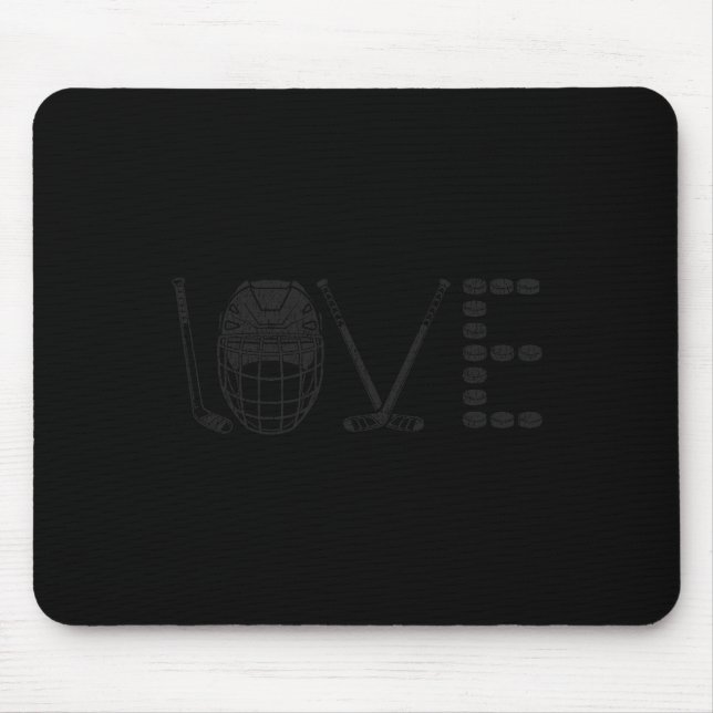 Ice Hockey Vintage Love Love  Mouse Mat (Front)