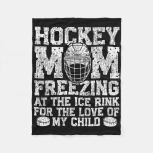 Ice Hockey Vintage Mom Mother Hockey Mom Freezing  Fleece Blanket