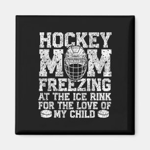 Ice Hockey Vintage Mom Mother Hockey Mom Freezing Magnet
