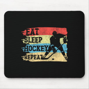 Ice Hockey Vintage Retro Eat Sleep Hockey Repeat Mouse Mat