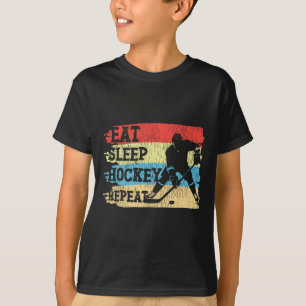 Ice Hockey Vintage Retro Eat Sleep Hockey Repeat T-Shirt