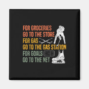Ice Hockey Vintage Retro For Groceries Go To The S Magnet