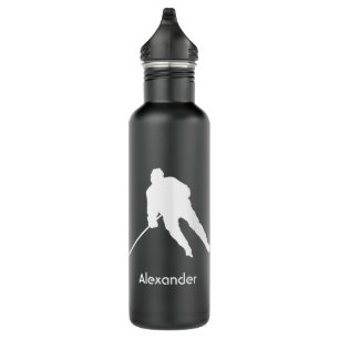 Ice Hockey water bottle player name black white