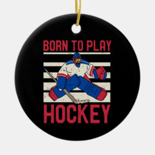 Ice Hockey Winter Sports Ceramic Tree Decoration