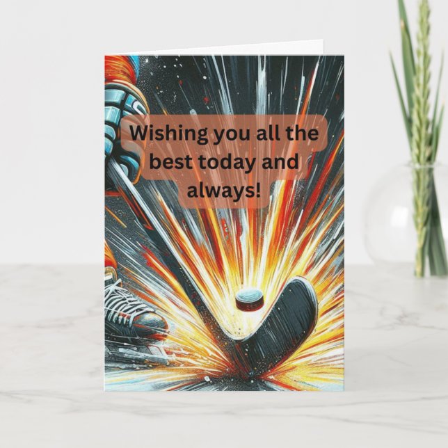 Ice Hockey Wishes Slapshot!  Card (Front)