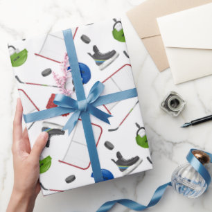 Ice Hockey Wrapping Paper, Winter Sport Gift Wrap