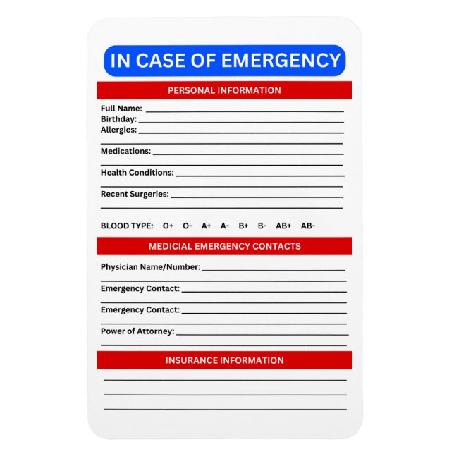ICE In Case of Emergency Response Magnet (Vertical)