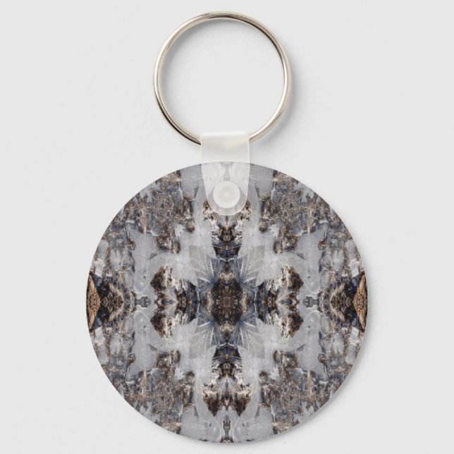 Ice kaleidoscope pattern key ring (Front)