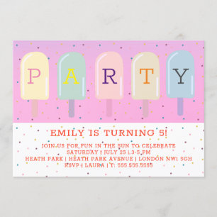 ICE LOLLIES SUMMER BIRTHDAY INVITATION