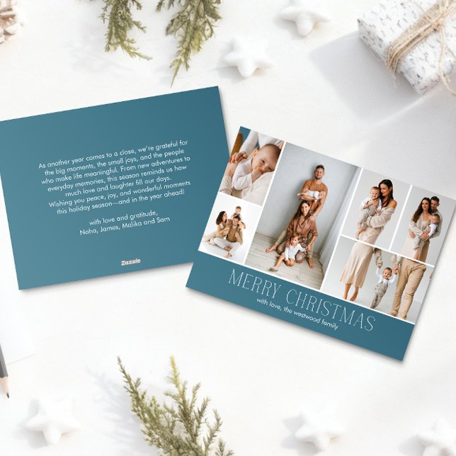 ICE Merry Christmas Elegant 6 Collage Photo  Holiday Card (Creator Uploaded)