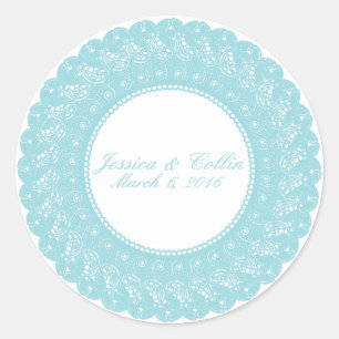 Ice/mint blue & white lace custom sticker