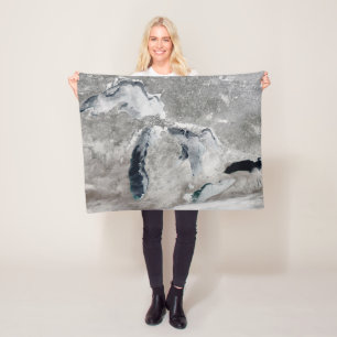Ice On The Great Lakes, United States. Fleece Blanket