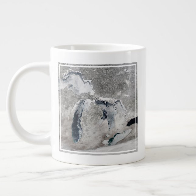 Ice On The Great Lakes, United States. Large Coffee Mug (Left)