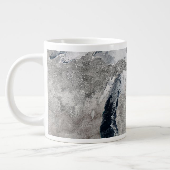 Ice On The Great Lakes, United States. Large Coffee Mug (Left)