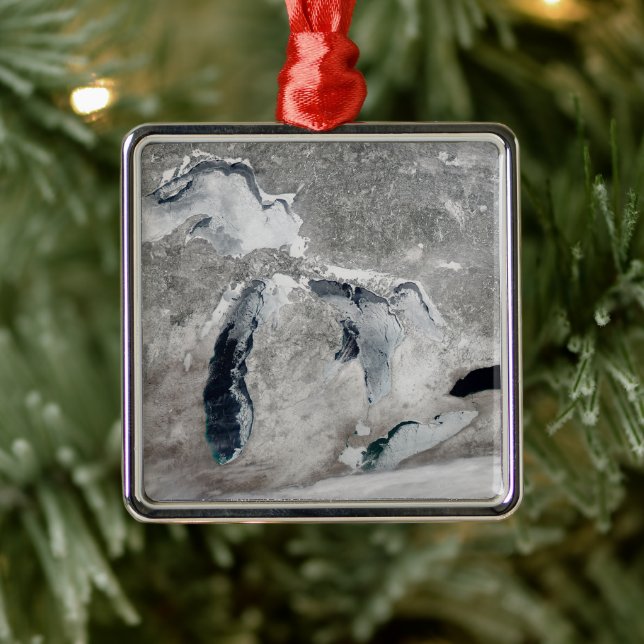 Ice On The Great Lakes, United States. Metal Tree Decoration (Tree)
