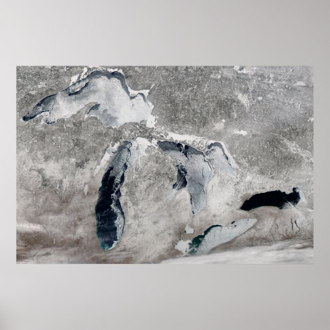 Ice On The Great Lakes, United States. Poster (Front)