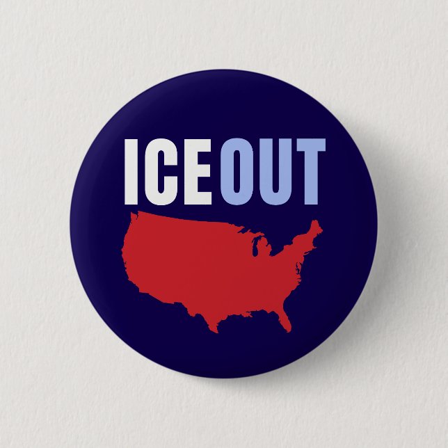 ICE OUT Anti Trump USA 6 Cm Round Badge (Front)