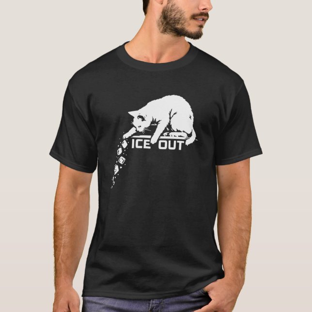 ICE Out Cat Pushing Icecubes Meme Long Sleeve T-Shirt (Front)