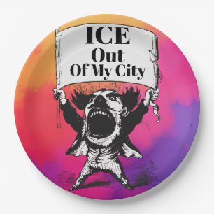 ICE Out of My City Paper Plate