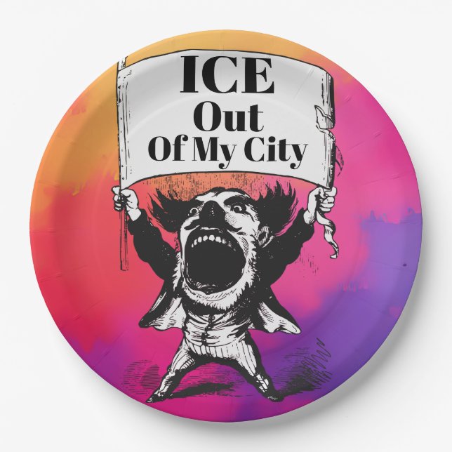 ICE Out of My City Paper Plate (Front)