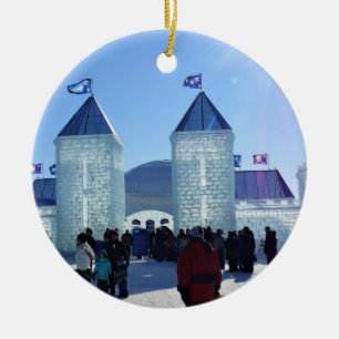 Ice Palace at Carnaval de Quebec, Canada Ceramic Tree Decoration